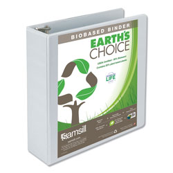 Samsill Earth's Choice Biobased Round Ring View Binder, 3 Rings, 3 in Capacity, 11 x 8.5, White