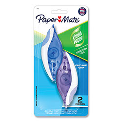 Papermate® DryLine Grip Correction Tape, 1/5 in x 335 in, Blue/Purple Dispensers, 2/Pack