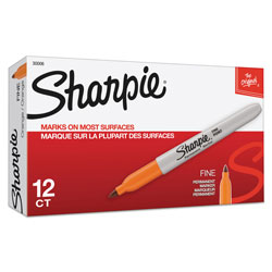 Sharpie® Fine Tip Permanent Marker, Orange, Dozen (SAN30006)