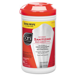 Sani Professional No-Rinse Sanitizing Multi-Surface Wipes, White, 95/Container