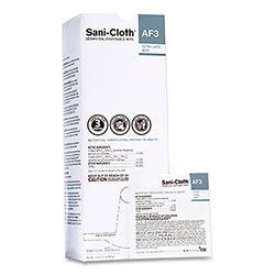 Sani Professional Sani-Cloth AF3 Individually Wrapped Germicidal Disposable Wipes, X-Large, 1-Ply, 11.75 in x 11.5 in, Unscented, White, 50/Box