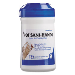 Sani Professional Sani-Hands ALC Instant Hand Sanitizing Wipes, 7.5x6, White, 135/Canister,12/Ctn