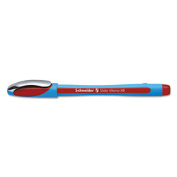Schneider Slider Memo XB Ballpoint Pen, Stick, Extra-Bold 1.4 mm, Red Ink, Red/Light Blue Barrel, 10/Box