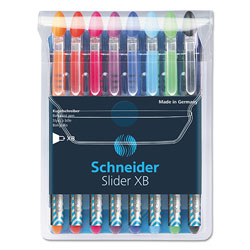 Schneider Slider Basic Ballpoint Pen, Stick, Extra-Bold 1.4 mm, Assorted Ink and Barrel Colors, 8/Pack