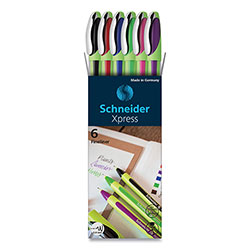 Schneider Xpress Fineliner Pen, Stick, Fine 0.8 mm, Assorted Ink and Barrel Colors, 6/Pack