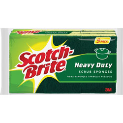 Scotch Brite® Heavy-Duty Scrub Sponges, 2.8 in, x 4.5 in Width, 9/Pack, Yellow, Green