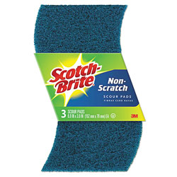 Scotch Brite® Non-Scratch Scour Pads, Size 3 x 6, Blue, 10/Carton