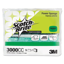 Scotch Brite® Power Sponge, 2.8 x 4.5, 0.6 in Thick, Blue/Teal, 5/Pack