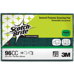 Scotch Brite® Scouring Pads, 6 in x 9 in, 6PK/CT, Green