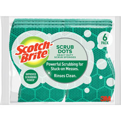 Scotch Brite® Scrub Dots Heavy-duty Scrub Sponge, 2.5 in, x 6.2 in x 4.7 in Depth, 24/Carton, Green