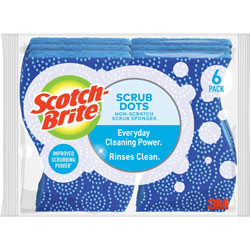 Scotch Brite® Scrub Dots Non-Scratch Sponge, 4.8 in, x 6.5 in x 2.5 in Depth, 24/Carton, Blue