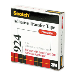 Scotch™ ATG Adhesive Transfer Tape Roll, Permanent, Holds Up to 0.5 lbs, 0.75 in x 36 yds, Clear