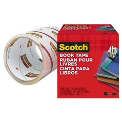 Scotch™ Book Tape, 3 in Core, 4 in x 15 yds, Clear