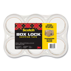Scotch™ Box Lock Shipping Packaging Tape, 3 in Core, 1.88 in x 54.6 yds, Clear, 6/Pack