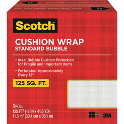 Scotch™ Cushion Wrap, 12 in x 100 ft Length, Perforated, Lightweight, Recyclable, Non-scratching, Easy Tear, Polyethylene, Nylon, Clear