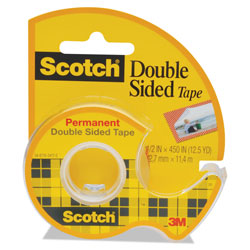 Scotch™ Double-Sided Permanent Tape in Handheld Dispenser, 1 in Core, 0.5 in x 37.5 ft, Clear
