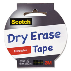 Scotch™ Dry Erase Tape, 3 in Core, 1.88 in x 5 yds, White