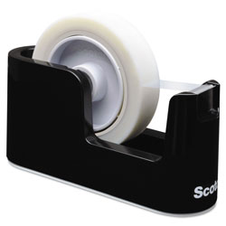 Scotch™ Heavy Duty Weighted Desktop Tape Dispenser with One Roll of Tape, 1 in and 3 in Cores, ABS, Black