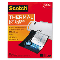 Scotch™ Laminating Pouches, 3 mil, 9 in x 11.5 in, Gloss Clear, 50/Pack
