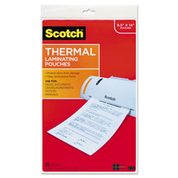 Scotch™ Laminating Pouches, 3 mil, 8.5 in x 14 in, Gloss Clear, 20/Pack