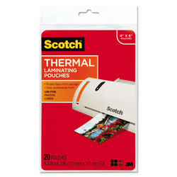 Scotch™ Laminating Pouches, 5 mil, 4.33 in x 6.33 in, Gloss Clear, 20/Pack