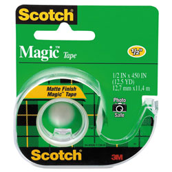 Scotch™ Magic Tape in Handheld Dispenser, 1 in Core, 0.5 in x 37.5 ft, Clear