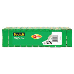 Scotch™ Magic Tape Value Pack, 1 in Core, 0.75 in x 83.33 ft, Clear, 12/Pack