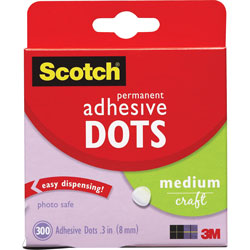 Scotch™ Mounting Adhesive Dots, 0.3 in dia, Transparent, 300/Pack