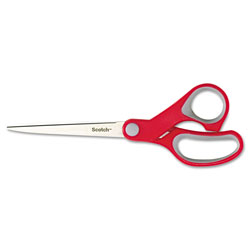 Scotch™ Multi-Purpose Scissors, Pointed Tip, 7 in Long, 3.38 in Cut Length, Gray/Red Straight Handle