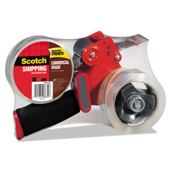 Scotch™ Packaging Tape Dispenser with Two Rolls of Tape, 3 in Core, For Rolls Up to 0.75 in x 60 yds, Red