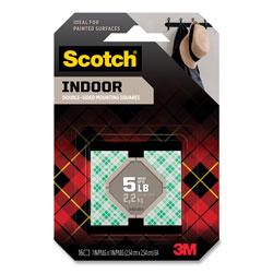 Scotch™ Permanent High-Density Foam Mounting Tape, 1 in Squares, Double-Sided, Holds Up to 5 lbs, White, 16/Pack
