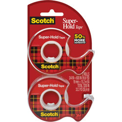 Scotch™ Tape w/Dispenser, Extra Adhesive, 3/4 inx600 in, 2 Rolls,Clear