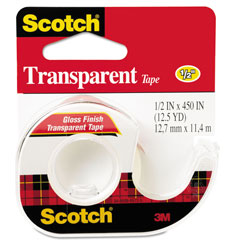 Scotch™ Transparent Tape In Handheld Dispenser, 1 in Core, 0.5 in x 37.5 ft, Transparent