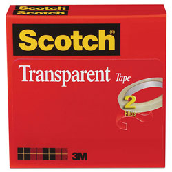 Scotch™ Transparent Tape, 3 in Core, 0.75 in x 72 yds, Transparent, 2/Pack