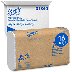 Scott® Essential Multi-Fold Towels, Absorbency Pockets, 1-Ply, 9.2 x 9.4, White, 250/Pack, 16 Packs/Carton (KIM01840)