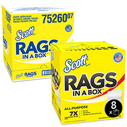 Scott® Scott® Rags In-A-Box, White, 9.75 in W x 12.35 in L, Pop-Up Box, 200 Sheet per Box/8 Box per Case