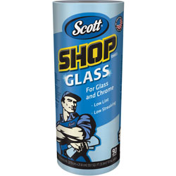 Scott® Shop Towels, Glass, 1-Ply, 8.6 in x 11 in, Blue, 90 Sheets/Roll, 12 Rolls/Carton