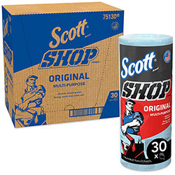 Scott® Shop Towels, Standard Roll, 1-Ply, 9.4 x 11, Blue, 55/Roll, 30 Rolls/Carton