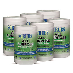 Scrubs Multi-Surface Wipes, 9 x 12, Citrus Scent, White, 80 Wipes/Canister, 6 Canisters/Carton
