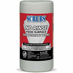 Scrubs No Rinse Food Surface Disinfectant Wipes, Ready-To-Use Wipe7 in Width x 8 in Length, 80, Red