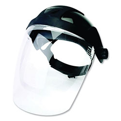 Sellstrom DP4™ Series Multi-Purpose Faceshield, Window & Ratcheting Headgear, Clear, Black Crown,9 in H x 12.125 in L