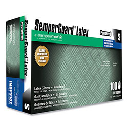 SemperGuard Latex Gloves, Cream, Small, 100/Box, 10 Boxes/Carton