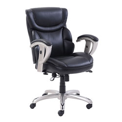 SertaPedic Emerson Task Chair, Supports up to 300 lbs., Black Seat/Black Back, Silver Base