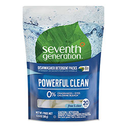 Seventh Generation Natural Automatic Dishwasher Detergent Packs, Free and Clear, 45 Powder Packets/Box, 5 Boxes/Carton