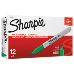 Sharpie® Fine Tip Permanent Marker, Green, Dozen (SAN30004)
