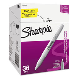 Sharpie® Metallic Fine Point Permanent Markers, Bullet Tip, Silver, 36/Pack