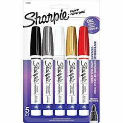 Sharpie® Oil-Based Paint Marker, Medium Point, Medium Marker Point, Assorted Oil Based Ink, 5/Pack