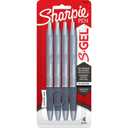 Sharpie® Pen, Gel, 0.7mm Point, 3/5 inWx5-4/5 inLx3/5 inH, 4/PK, Black