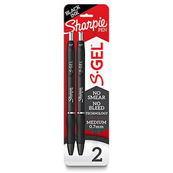 Sharpie® S-Gel Pens - 0.7 mm Pen Point Size - Black Gel-based Ink - Black Barrel - 2 / Pack
