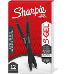 Sharpie® S-Gel Pens - Medium Pen Point - 0.7 mm Pen Point Size - Black Gel-based Ink - Matte Black Metal Barrel - 1 Dozen